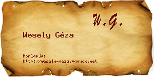 Wesely Géza névjegykártya